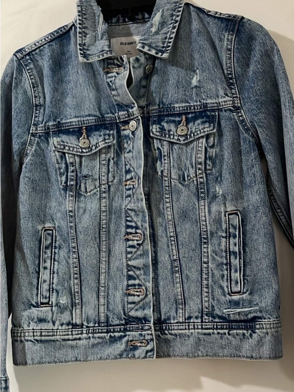 Old Navy Distressed Light Blue Denim Jean Jacket